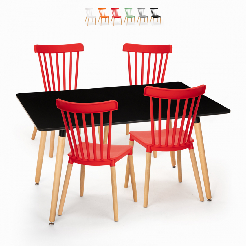 Set met zwarte eettafel 120x80 cm en 4 design stoelen Genk Kosten