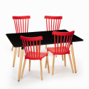Set met zwarte eettafel 120x80 cm en 4 design stoelen Genk 