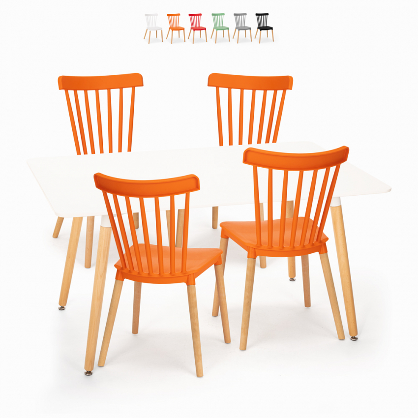 Witte eettafel set 120x80cm 4 stoelen design keuken restaurant Bounty Kosten
