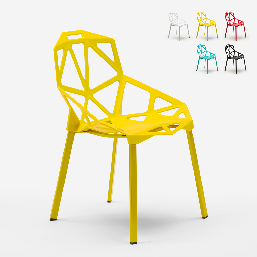 Moderne geometrisch vormgegeven stoel van kunststof metaal Hexagonal