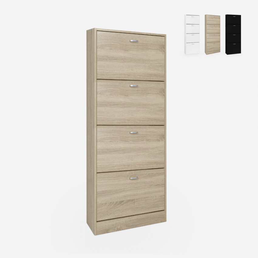 Ruimtebesparende verticale schoenenkast 63x24x154 cm 4 deuren 24 paar schoenen Kingad Aanbieding
