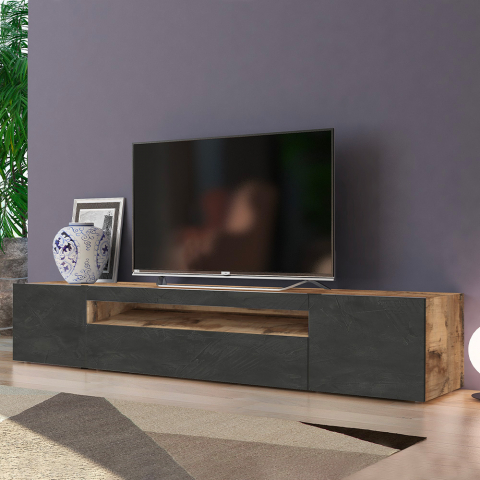 Design TV-meubel 200cm met 2 Daiquiri uittrekladen Ardesia Pero L