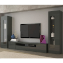 Glanzend antraciet voor woonkamer met TV-meubel en 2 Daiquiri vitrinekasten Korting