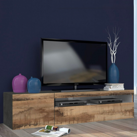 Industrieel TV-meubel 155cm deur klep lade Daiquiri Pero Ardesia M Aanbieding