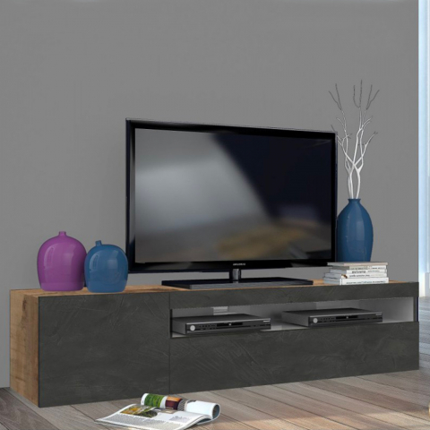 TV-meubel 155cm industriële deur klep lade Daiquiri Ardesia Pero M