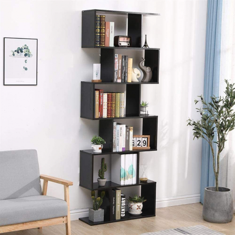 Verticale boekenkast 6 planken in modern home office design Calli Ardesia Aanbieding