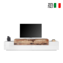 Design TV-meubel 240cm 4 vakken 3 deuren wit en hout Corona Low Maple Verkoop