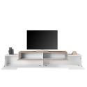 Design TV-meubel 240cm 4 vakken 3 deuren wit en hout Corona Low Maple Korting