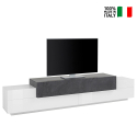 Design TV-meubel 240cm 4 vakken 3 deuren wit en leisteen Corona Low Ardesia Verkoop