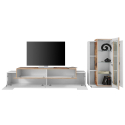 Woonkamermeubel met TV-meubel en vitrinekast wit hout Corona Korting