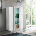 Corona hoogglans wit en grijs designvitrine voor woonkamers Aanbieding