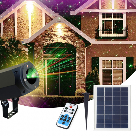Kerst LED-laserlichtprojector voor kerstgevel met zonnepaneel Aanbieding