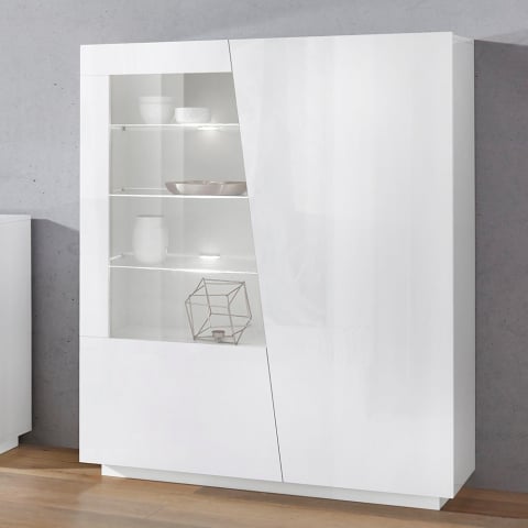 Glanzend witte design vitrinekast voor de woonkamer Vega Bias