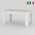 Glanzend witte uittrekbare tafel 140-190x90cm voor eetkamer Jesi Light Verkoop