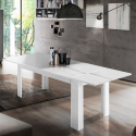 Glanzend witte uittrekbare tafel 140-190x90cm voor eetkamer Jesi Light Korting
