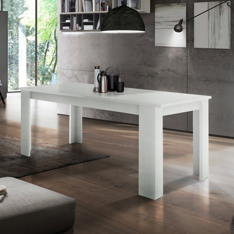 Uitschuifbare houten tafel wit 140-190x90cm woonkamer eetkamer Jesi Hout Aanbieding