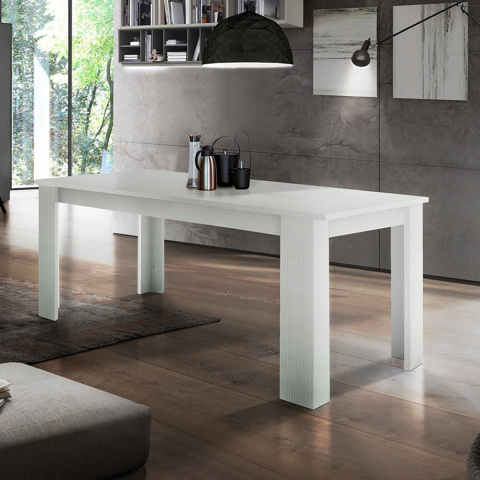 Moderne eetkamer uitschuiftafel 120-170x90cm wit hout Jesi Lariks