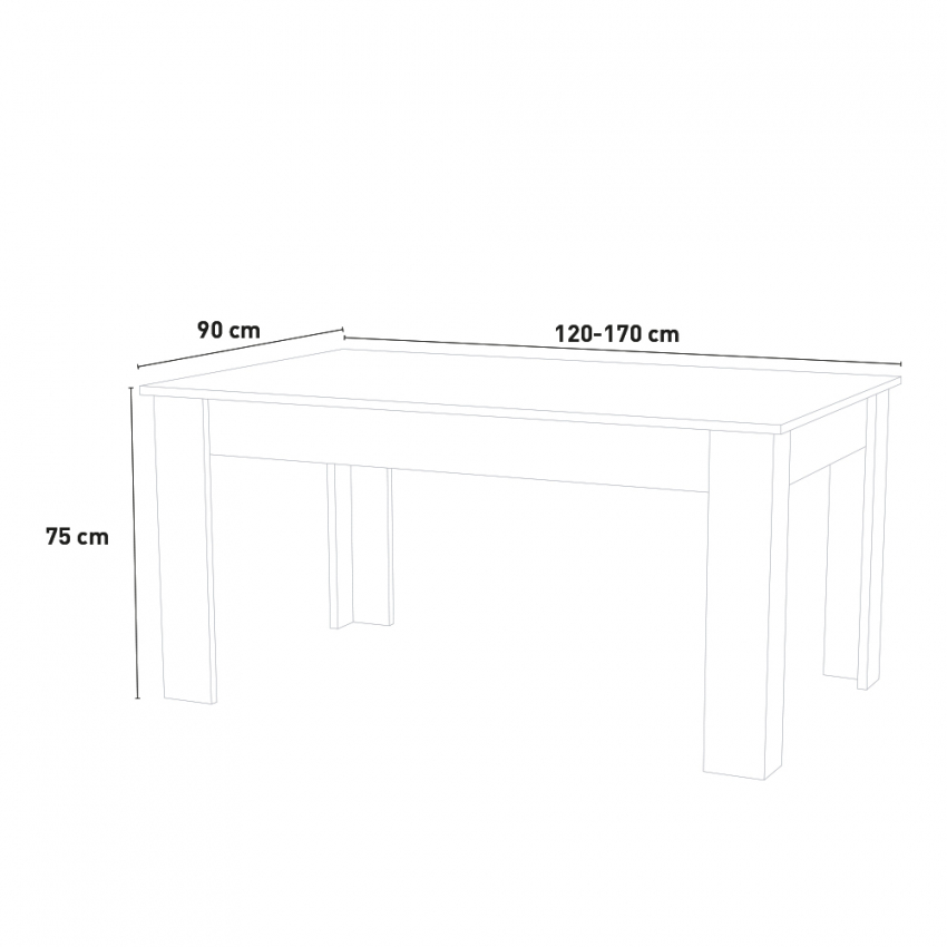 Jesi Honey Uitschuifbare tafel 120-170x90cm eetkamer keuken