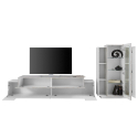 Woonkamer wandmeubel met TV-meubel en vitrinekast wit grijs Corona Korting