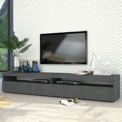 Design woonkamer antraciet TV meubel 200cm 4 vakken 2 deuren Burrata Report
