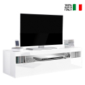 Woonkamer TV meubel 130cm 2 vakken 1 deur hoogglans wit Burrata Smart Verkoop