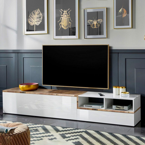 Design tv-meubel woonkamer met 2 klepdeuren 240cm Zet Kiwey Acero XL