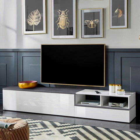 TV meubel 240cm woonkamer 2 klepdeuren design Zet Kiwey Ardesia XL Aanbieding