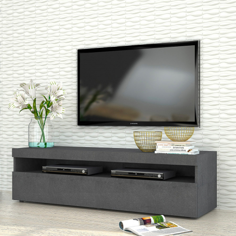 Design TV-meubel antraciet woonkamer 130cm 2 vakken 1 deur Burrata City