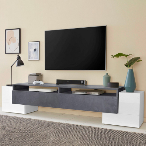Design TV-meubel 210cm klepdeur 2 vakken Pillon Ardesia XXL Aanbieding