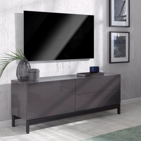 Design TV-meubel met 2 laden antraciet hoogglans Metis Up Report