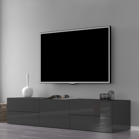 Design TV-meubel antraciet hoogglans 170cm deur 4 laden Metis Living Report