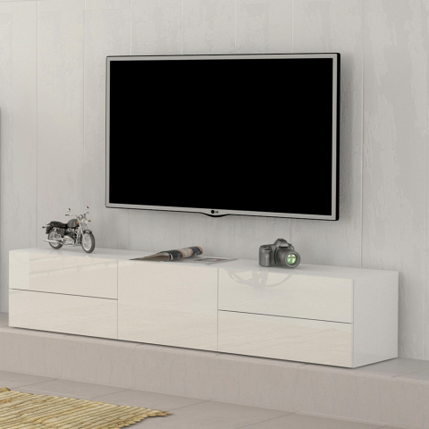 Design tv-meubel glanzend wit 170cm deur 4 lades Metis Living Aanbieding
