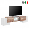 TV-meubel met 2 glazen legplanken 4 deuren 190cm woonkamer Pillon Acero XL Verkoop