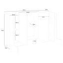 Dressoir 170cm keuken woonkamer dressoir 5 deuren 4 planken Pillon Lumi Catalogus