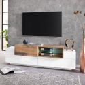 3-deurs tv-meubel met open vak 160cm wit en hout New Coro Low M Aanbieding
