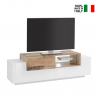 3-deurs tv-meubel met open vak 160cm wit en hout New Coro Low M Verkoop