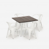 Industrieel design set met tafel 80x80 cm en 4 stoelen Hustle White Karakteristieken