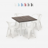 Industrieel design set met tafel 80x80 cm en 4 stoelen Hustle White Aanbod