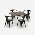 industrieel design tafel set 80x80cm 4 stoelen Lix stijl bar keuken hustle white Prijs