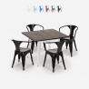 industrieel design tafel set 80x80cm 4 stoelen Lix stijl bar keuken hustle white Kortingen