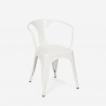 Industrieel design set met tafel 80x80 cm en 4 stoelen Hustle White 