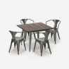 Industrieel design set met tafel 80x80 cm en 4 stoelen Hustle Prijs