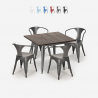 Industrieel design set met tafel 80x80 cm en 4 stoelen Hustle Kortingen