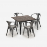 Industrieel design set met tafel 80x80 cm en 4 stoelen Hustle Black Afmetingen
