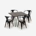 set van 4 stoelen Lix stijl tafel 80x80cm industrieel design bar keuken reims dark Prijs