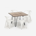 Set met industrieel design tafel 80x80 cm en 4 stoelen Reims Model