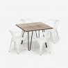 Set met industrieel design tafel 80x80 cm en 4 stoelen Reims Model