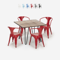set industrieel design tafel 80x80cm 4 stoelen Lix stijl keuken bar reims Catalogus