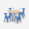 Set met tafel 80x80 cm en 4 stoelen in industrieel design Reims Light Afmetingen