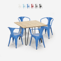 Set met tafel 80x80 cm en 4 stoelen in industrieel design Reims Light Korting